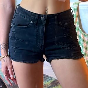 black denim shorts